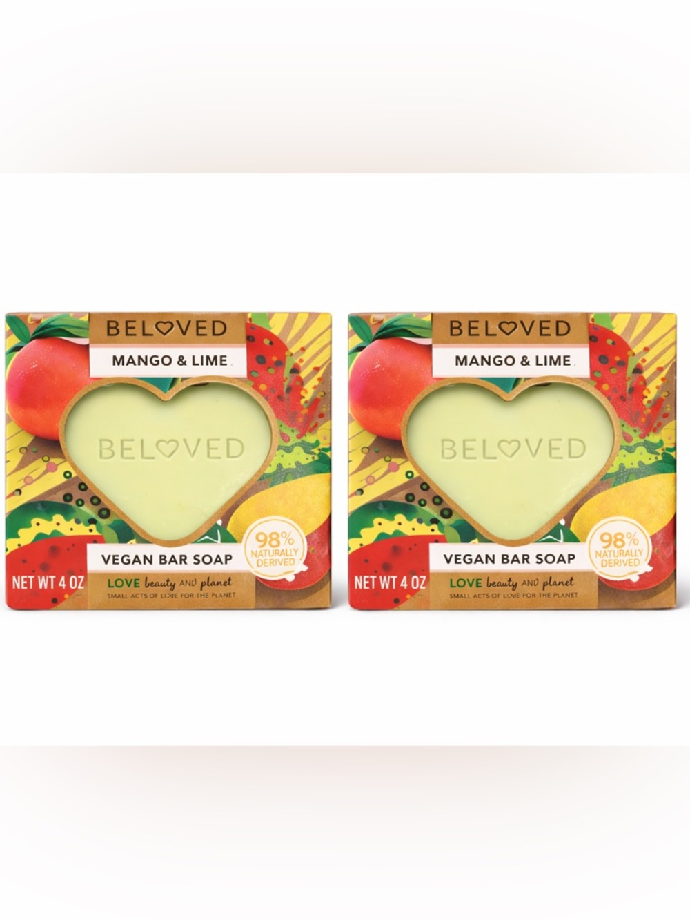 Beloved Mango Lime Vegan Soap 2 Pack Love Beauty Planet New